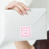 Sticker Carré Mariage de cadre rose moderne