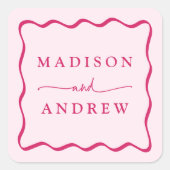 Sticker Carré Mariage de cadre rose moderne (Devant)