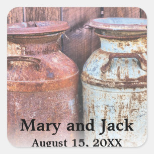 Sticker Carré Mariage de campagne à la ferme rustique à budget s