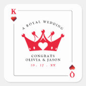 Sticker Carré Mariage de carte de poker King & Queen of Hearts C (Devant)