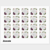 Sticker Carré Mariage de charme botanique rose et prune (Feuille)