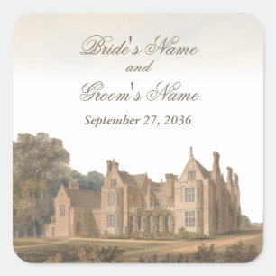 Sticker Carré Mariage de Château Villa de Manoir Anglais Vintage