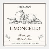 Sticker Carré Mariage de citron moderne Limoncello bouteille (Devant)