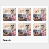 Sticker Carré Mariage de collage photo simple et élégant mariée  (Feuille)