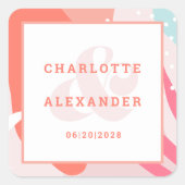 Sticker Carré Mariage de corail Abstrait moderne mariée et salle (Devant)