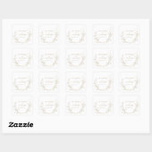 Sticker Carré Mariage de couronne botanique simple or (Feuille)