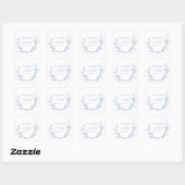 Sticker Carré Mariage de couronnes botaniques bleu simple (Feuille)