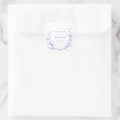 Sticker Carré Mariage de couronnes botaniques bleu simple (Sac)