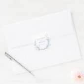 Sticker Carré Mariage de couronnes botaniques bleu simple (Enveloppe)