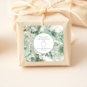 Sticker Carré Mariage de cristal d'Aventurine vert Sage