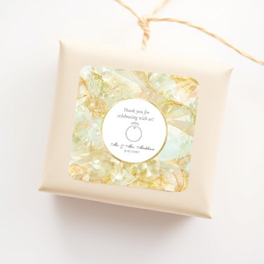 Sticker Carré Mariage de cristal de coupe de champagne