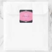 Sticker Carré Mariage de dentelle rose Princess (Sac)