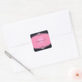 Sticker Carré Mariage de dentelle rose Princess (Enveloppe)