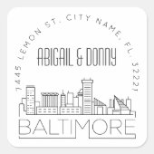 Sticker Carré Mariage de destination Baltimore (Devant)