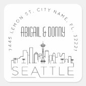 Sticker Carré Mariage de destination de Seattle (Devant)