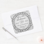 Sticker Carré Mariage de deux coeurs Monogramme Motif (Enveloppe)
