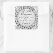 Sticker Carré Mariage de deux coeurs Monogramme Motif (Sac)