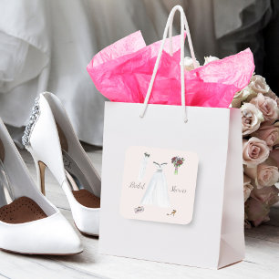 Sticker Carré Mariage de Fête des mariées aquarelle