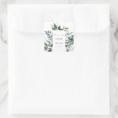 Sticker Carré Mariage de feuillage vert moderne Merci (Sac)