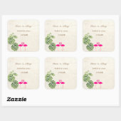 Sticker Carré Mariage de Flamants roses tropicaux (Feuille)
