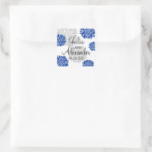 Sticker Carré Mariage de flambée de fleurs Royal Blue et Silver  (Sac)