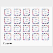 Sticker Carré Mariage de fleurs d'anémone aquarelle (Feuille)