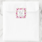 Sticker Carré Mariage de fleurs de cerisier rose Aquarelle (Sac)