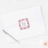 Sticker Carré Mariage de fleurs de cerisier rose Aquarelle (Enveloppe)