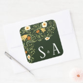 Sticker Carré Mariage de fleurs vertes (Enveloppe)