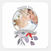 Sticker Carré Mariage de fleurs violet rouge bleu rose (Devant)