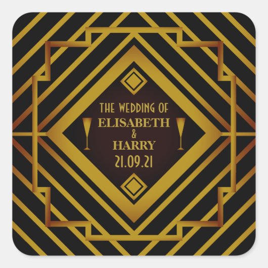 Sticker Carré Mariage de Gatsby Gold 2020 (Devant)