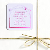 Sticker Carré Mariage de la Lavande rose de la Lune soleil étoil