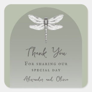 Sticker Carré Mariage de libellules de Sage Green