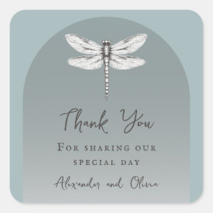 Sticker Carré Mariage de libellules turquoise