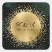 Sticker Carré Mariage de lune d'or d'émeraude céleste (Devant)