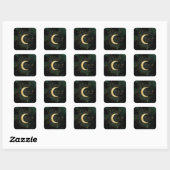 Sticker Carré Mariage de lune d'or d'émeraude céleste (Feuille)