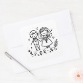 Sticker Carré Mariage de mariée et de de chambre (Enveloppe)