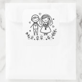 Sticker Carré Mariage de mariée et de de chambre (Sac)