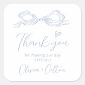 Sticker Carré Mariage de Merci de  à main rose élégant (Devant)