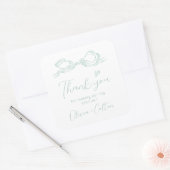 Sticker Carré Mariage de Merci de de Bow Elegant Vert (Enveloppe)