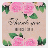 Sticker Carré Mariage de Merci de roses roses roses (Devant)
