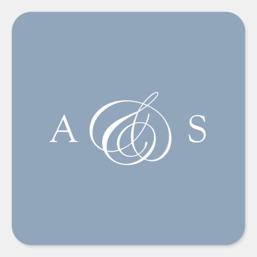 Sticker Carré Mariage de monogramme bleu foncé (Devant)