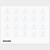 Sticker Carré Mariage de monogramme bleu Whimsical Flourd (Feuille)