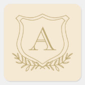 Sticker Carré Mariage de Monogramme Champagne et Or Antique (Devant)