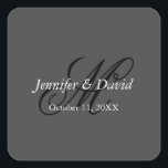 Sticker Carré Mariage de monogramme de calligraphie attirant<br><div class="desc">Vous pouvez facilement changer les polices et les couleurs. Vous pouvez également ajouter votre logo et l'image arrière - plan comme vous le souhaitez.</div>