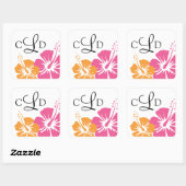 Sticker Carré Mariage de monogramme de fleurs d'Hibiscus (Feuille)