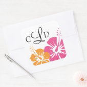 Sticker Carré Mariage de monogramme de fleurs d'Hibiscus (Enveloppe)