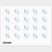 Sticker Carré Mariage de monogramme de ruban bleu (Feuille)