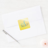 Sticker Carré Mariage de monogramme jaune citron (Enveloppe)