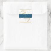Sticker Carré Mariage de monogramme or Blue Elegant (Sac)